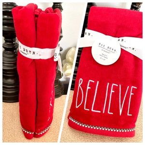 NWT Rae Dunn Set of 2 BELIEVE Hand Towels